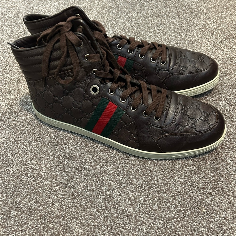 Gucci men’s high top embossed leather size 14 sneakers